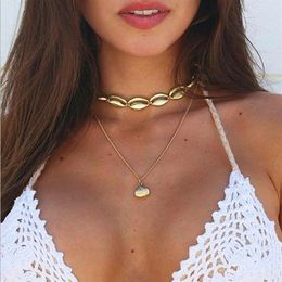 10PC set Chocker Small Shell Choker Necklaces for Women Multilayer Long Chain Pendant Bohemian Beach Ocean Necklaces Jewelry Colla236Y