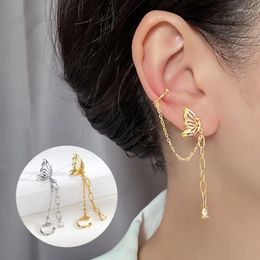 Backs Earrings 1PC Butterfly Chain Elf Earhook Clip Ear For Women Fashion Korea Style Zircon Stud Dangle Party Jewellery KDE041