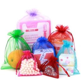 Whole Sell 100pcs With Drawstring Organza Gift Bags 7x9cm 9x11cm 10x15cm etc Wedding Party Christmas Favour Gift Bags A019341S