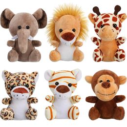 Plush Keychains 6Pcs Mini Stuffed Forest Animals Jungle Animal Plush Toy Keychain Cute Plush Elephant Lion Giraffe Tiger Plush for Animal Themed 231016