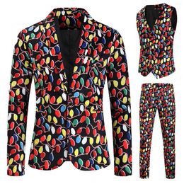 Men's Tracksuits Mens Fashion Casual Suit Printed Christmas Jacket Pants Vest Three Set Of Men Young La Futuristic For