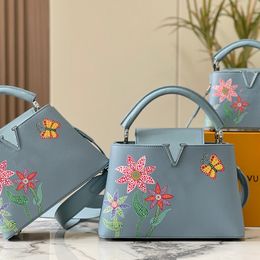 New Designer Handbag x YK Co branded Capuchines BB Handbag Taurillon Leather Tote Bag High Quality Crossbody Bag the tote bag Floral and butterfly shaped decorations