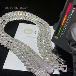 Sterling Sier Cuban Necklace Vvs Moissanite Diamond 14Mm Link Chain Iced Out Cuban Link Chain Hip Hop Jewelry Men's jewelry necklace