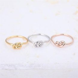 2016 New Arrival Min 1pc-gold silver rose gold Infinity Knot Ring Heart knot rings for women EY-R022249Q