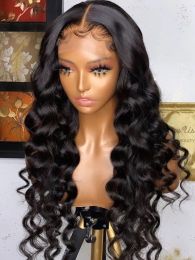 200 Density Loose Deep Wave Human Hair Lace Frontal Wigs For Women Brazilian Glueless 13x4 Lace Front Wig Synthetic Pre Plucked