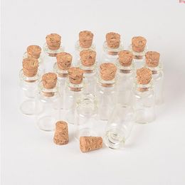 Wholesale 1ml Mini Glass Bottles Vials With Cork Empty Tiny Transparent Bottle Jars 13*24*6mm 100pcs/lot good qty Nwvsj