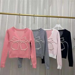 Women's Sweaters Sexy V-neck Pink Sweater Fall And Winter 2023 Korean Y2k Female All-match Slim Short Tops Sweet Knitwear
