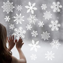 Wall Stickers 1 Sheet Merry Christmas Decoration for Home Snowflake Window Sticker Kids Room Decals Year 2024 231017