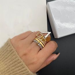Designer Ring For Women Jewellery Silver Gold Love Rings Letter With Box Fashion Men WeddingThree In One Ring V Lady Party Gifts 6 7259W