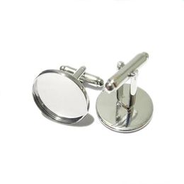Beadsnice cufflink parts for jewelry making brass handmade cufflink whole with 16mm round cabochon tray ID8896295M