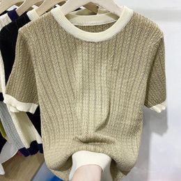 Women's T Shirts Tee Shirt Femme 2023 Summer Korean Fashion Clothes Hollow Out Short Sleeve Women Knitted Top Female Loose Casual Tshirts