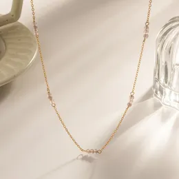 Chains Delicate Natural Stone Chain Stainless Steel 18k Gold Color Necklace Women Romantic Exquisite Valentine's Day Jewelry
