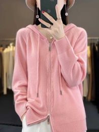 Women's Sweaters Autumn Winter Merino Wool Hoodie Sweater Women Pullover Cashmere Thickening Knitwear Female Basic Clothing Top