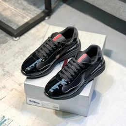 2024/SS Designer Classic Casual America Cup Xl Patent Sneakers Flat Trainers for Men Leather Nylon Black Outdoor Trainer Sport Shoes box