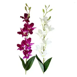 Decorative Flowers 1PC Artificial Orchid Branch Silk Cattleya Flower Butterfly For Home Wedding Dining Table Decor Fake