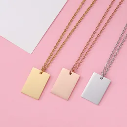 Pendant Necklaces 10Pcs 22 15mm Rectangle Necklace Stainless Steel Cable Chain For DIY Custom Name Logo Women's Jewelry