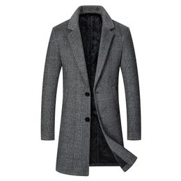 Men's Wool Blends Men Cashmere Long Winter Jackets Trench Coats High Quality Male Business Casual 4XL 231017