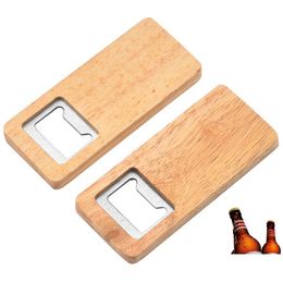 Openers Wood Beer Bottle Opener Stainless Steel With Square Wooden Handle Bar Kitchen Accessories Party Gift Drop Delivery Home Gard Dhhko