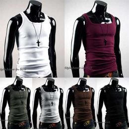 Whole- Selling Men Vest T-Shirt Summer Undershirt Mens Tshirt A-Shirt Wife Beater Ribbed Muscle Vest Top New Fashion1224S