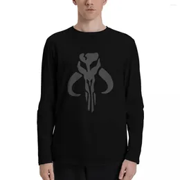 Men's Polos Blacked Out: Boba Skull Long Sleeve T-Shirts Heavyweight T Shirts Boys Quick-drying T-shirt Mens Vintage