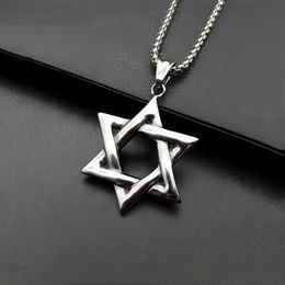 Pendant Necklaces Star Of David Israel Chain Necklace Women Stainless Steel Judaica Silver Color Jewish Men JewelryPendant328J