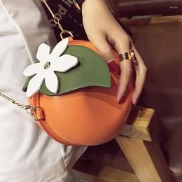 Evening Bags 2023 Fashion Personality Girl Creative Versatile One Shoulder Bag Cross Body Chain Orange Small Round Fruit