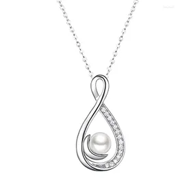 Pendant Necklaces CAOSHI Stylish Versatile Necklace For Women Bright Zirconia Jewellery Engagement Ceremony Simulated Pearl Accessories