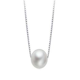 Simple Mother Pearl Pendant Necklace with Real 925 Sterling Silver Box Chain Elegant Jewellery for Womens Girls316n