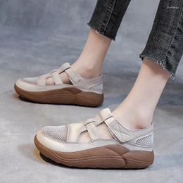 Casual Shoes Summer 2024 Breathable Women Sandals Leather Beach Cut-Outs Female Flats Women's Loafers