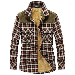 Men's Casual Shirts Autumn Winter Men High Quality Plush Thickened Warm Cold Resistant Masculine Pure Cotton Comfort Plaid Shirt Male 3XL