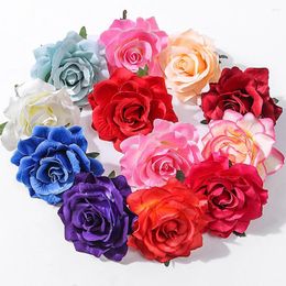 Decorative Flowers 10CM Silk Roses Flower Head High Quality For Wedding Wall Home Decor Christmas Crafts DIY Bridal Accessories Artificial