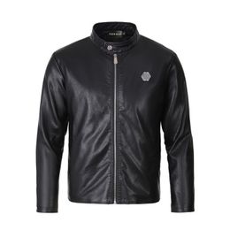 Plein Bär Winter Herbst Männer Mantel Jacke Schlank Faux Leder Motorrad Pu Faur Jacken Lange-sleeve Oberbekleidung Mäntel 841619