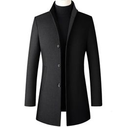 Men's Wool Blends Men Trench Long Jackets Double Breasted Coats Casual Business Leisure Overcoats Male Fit 3XL 231017