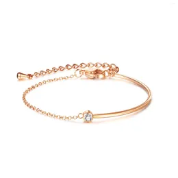 Link Bracelets Korean Stylish Featuring Women's Luxury Stainless Steel Bracelet With Zircon Stones Fashion Jewelry Free Shippin