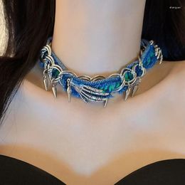 Choker KAITIN Skull Palm Denim Necklace For Women Temperament Unique Necklaces Design Collar Chain Hip Hop Fashion Jewelry