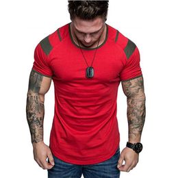 Men's T-Shirts Mens T-shirt Fashion Short Sleeve Cotton Casual Bodybuilding Jogging Gyms Fitness Tees Slim Fit Tops Clothing 283W