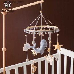 Mobiles# Baby Wooden Bed Bell Cartoon Whales Animals Pendant Musical Baby Hanging Toy Crib Mobile Wood Toy Holder Bracket Infant Gift Q231017
