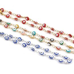 2021 Summer Fashion Turkish eye Stainless Steel Anklet Enamel Round Evil Eye Anklets Bracelets For Women Man Jewellery Gifts2274