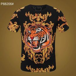 crystal tiger designer T-shirt for mens Skull Tees Summer Basic Solid print letter dollar Skateboard Casual Punk tops Tee women Sh3357