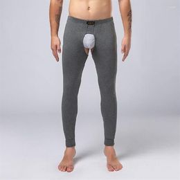 Men's Thermal Underwear Open Crotch Pants Breathable Comfortable Long With Holes Line Thin Cotton Bottoming Men's Warm Au1920