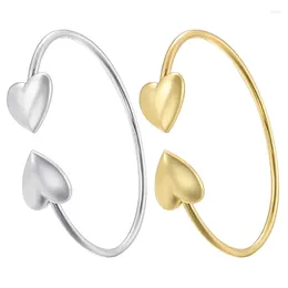 Bangle ZHUKOU Heart Shape Bangles For Women Gold Color Brass Bracelet Opening Men Bracelets Cuff Jewelry Wholesale VL340