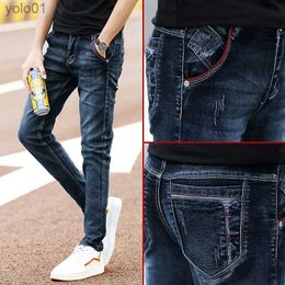 Men's Jeans Fashion Men's Jeans Pants Stretch Dark Blue Skinny Jeans For Men Casual Slim Fit Denim Pants Korean Style Trousers JeansL231017