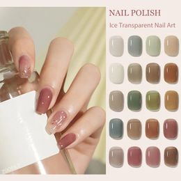 Nail Polish 8ml Summer Ice Through Gel Nail Polish Transparent Jelly Polish Top Coat Soak Off UV Gel Art Nail Varnish Semi Permanent 231016