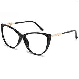 Sunglasses Trendy Cat Eye Plain Glasses Women Retro Stylish Fake Eyewear Clear Lens Black Metal Frame Eyeglasses