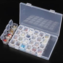 28 Slots Adjustable Plastic Storage Box Jewellery Pill Clear Case Diamond Painting Coss Stitch Embroidery Beaded Mosaic Tool