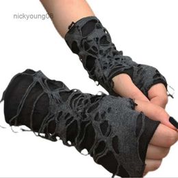 Fingerless Gloves Unisex Gothic Black Gloves Fingerless Long Glove For Women Men Sexy Festival Gloves Mittens Clubwear Dance Cosplay AccessoriesL231017