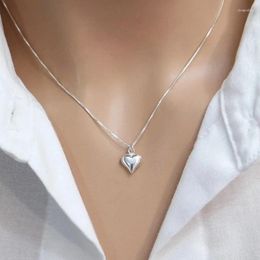 Pendant Necklaces Huitan Silver Colour Heart Necklace Box Chain Exquisite Neck Accessories Women Daily Wear Statement Jewellery Drop