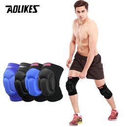 Elbow Knee Pads AOLIKES 1Pair Thicked Football Volleyball Extreme Sports Ski Knee Pads Fitness Knee Support Cycling Knee Protector Kneepad 231016