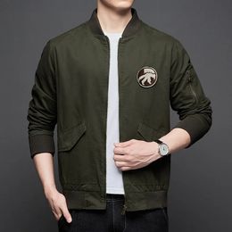 Men's Jackets Spring Autumn Military Bomber Jackets Men Badge Embroidery Solid Colour Cargo Jacket Vintage Casual Loose Outwear Plus Size S-3XL 231013