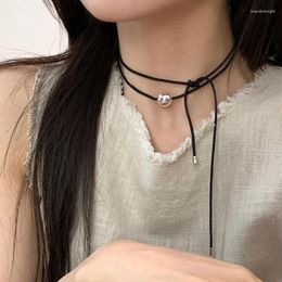 Choker Adjustable Length Necklace Ball Chain Trendy Tie-Up Neckalce Versatile Y2K Neck Jewellery Alloy Material